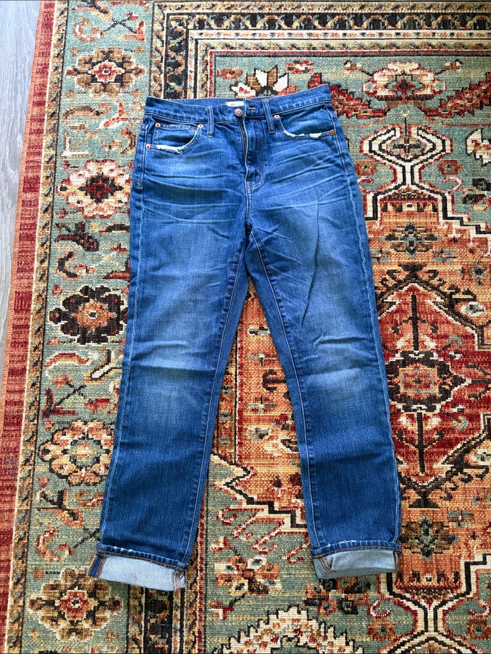 Madewell Distressed Mid Blue Boyfriend Jeans